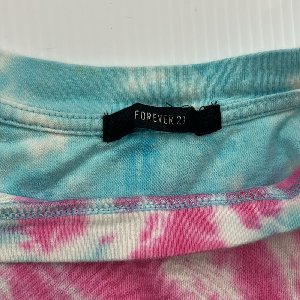 335. Forever 21 Tie-Dye Short Sleeve Tee - Pink, Blue, Yellow (M) - Picture 4 of 5